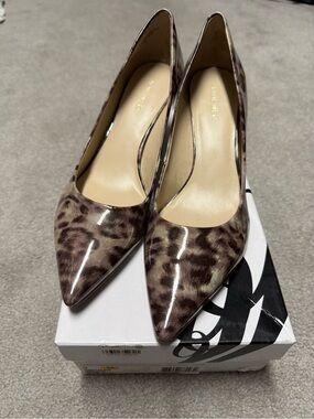 Nine West Leopard-Print Pointed-Toe Pumps in Brown and Cream